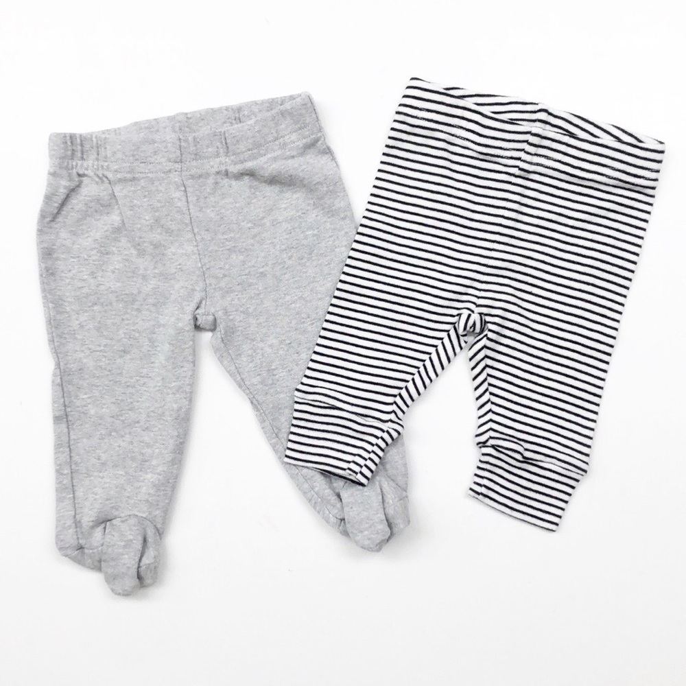 Carter's gray & striped baby leggings set